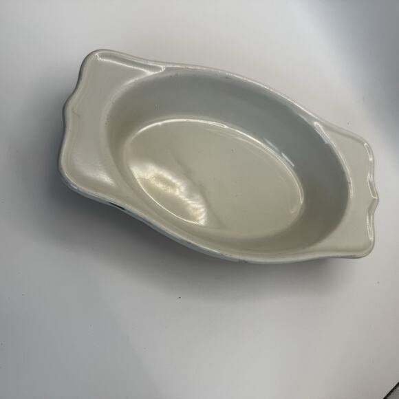 HALL White Oval Individual Au Gratin‎ Casserole Dish w/ Handles USA Vintage 8" - Picture 1 of 6